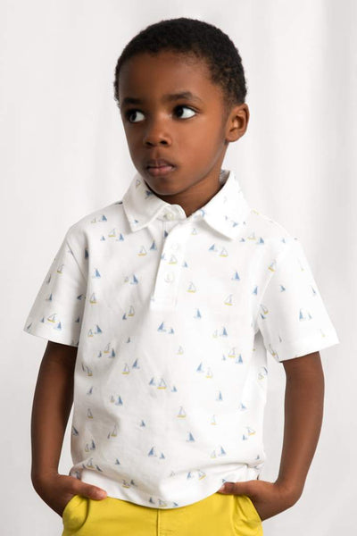 boys sailboat collared tee