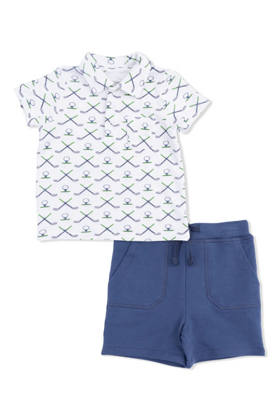 boys golf top + short set