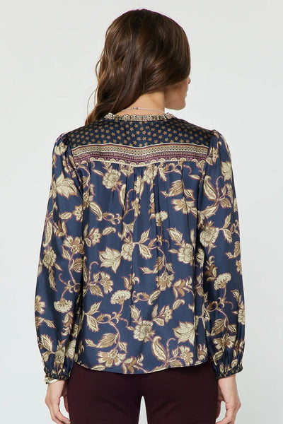 ruffle collar print blouse