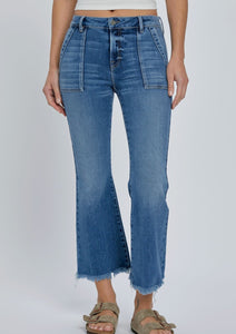 happi cargo flare crop jean