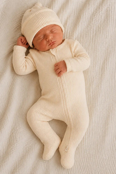 baby organic waffle footie