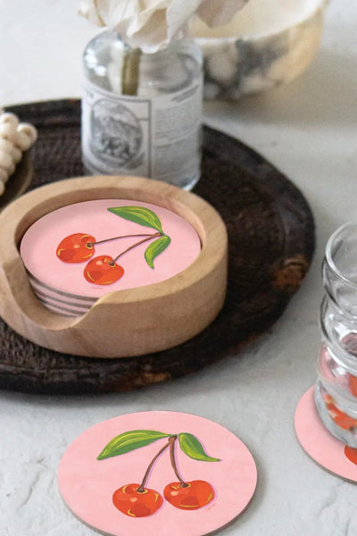 wooden coaster holder