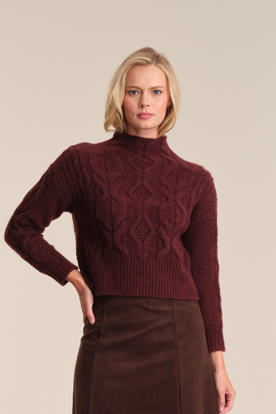cable funnel neck sweater