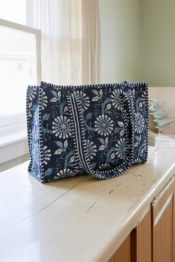 quilted print tote