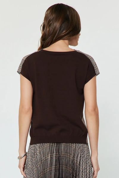Cowl Neck Plaid Combo Blouse