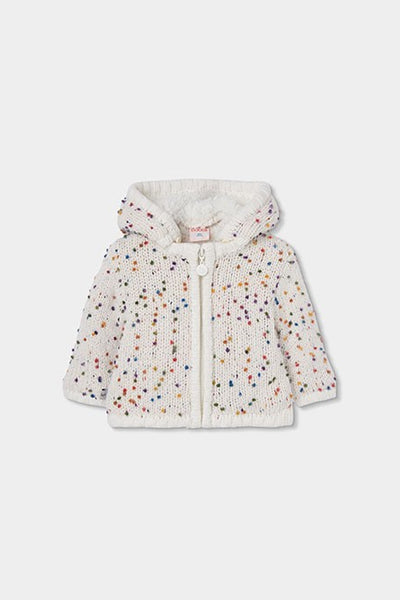 Baby Lined Removable Hood Confetti Cardigan