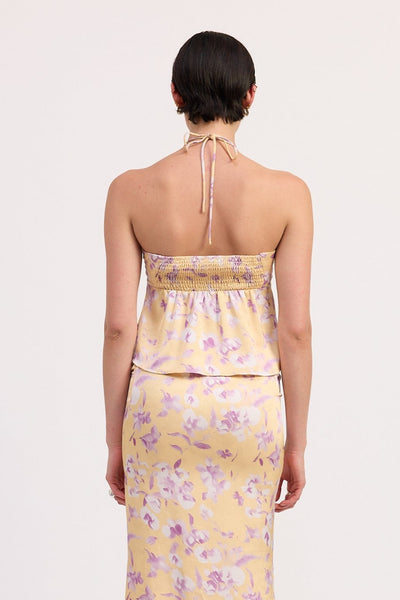 cinched floral halter top