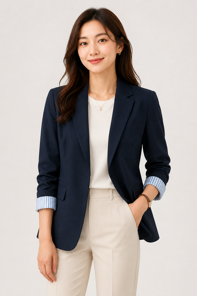 cinched sleeve linen blazer