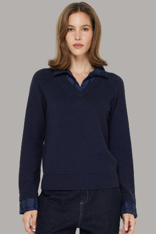 collared combo sweater