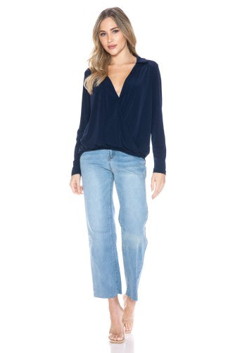 collared surplice top