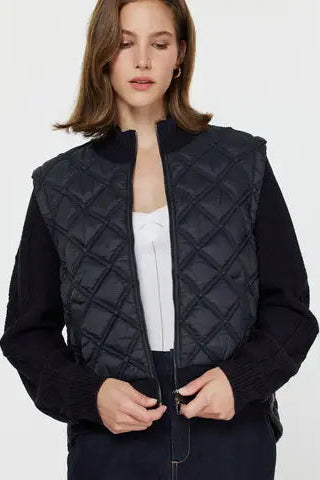 combo quilted sweater jacket
