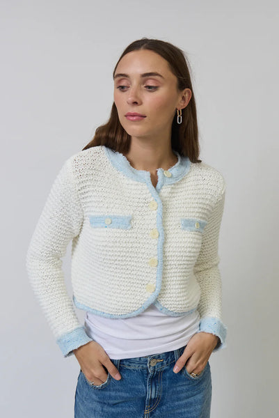 constrast trim stictch cardigan