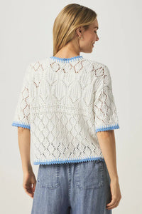 contrast trim short sleeve sweater