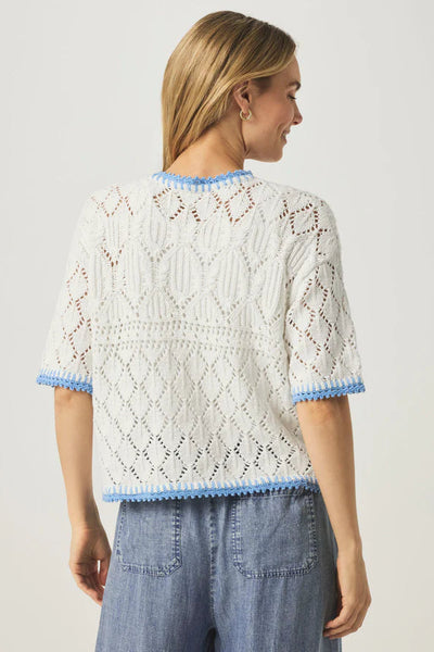 contrast trim short sleeve sweater
