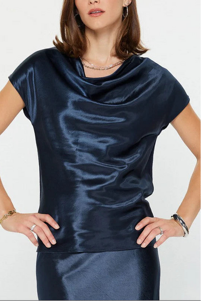 cowl silk + knit blouse