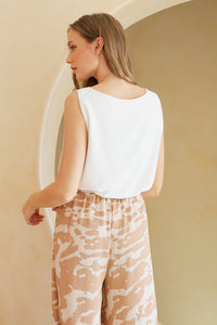 crepe bubble crop tank