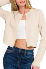 Load image into Gallery viewer, crew neck button cardigan

