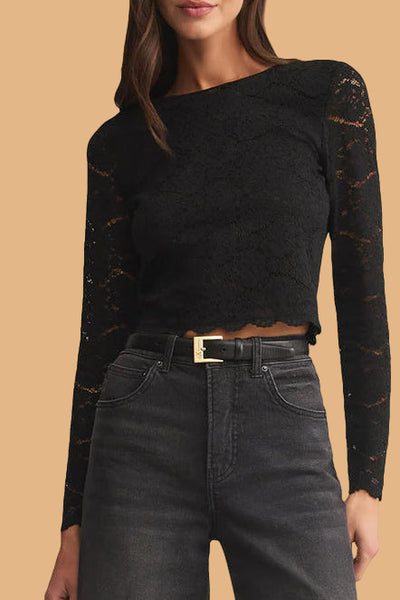 crew neck lace top