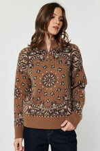 Load image into Gallery viewer, Paisley Print 1/2 Zip Sweater
