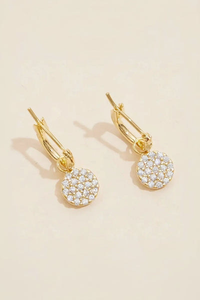 cz disc huggie drop earring