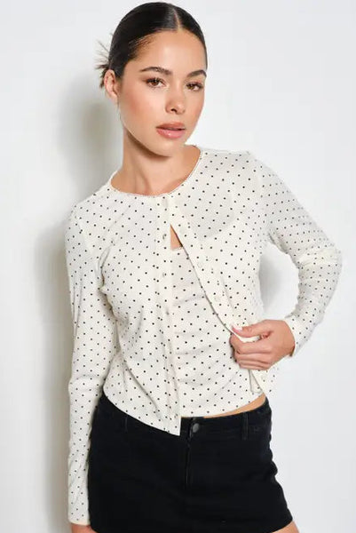 dot cami top + cardigan set