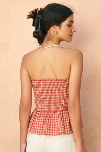 gingham smocked bow top
