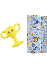 Load image into Gallery viewer, baby sports swaddle &amp; rattle set
