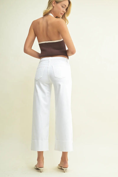 cut cuff slim wide jean