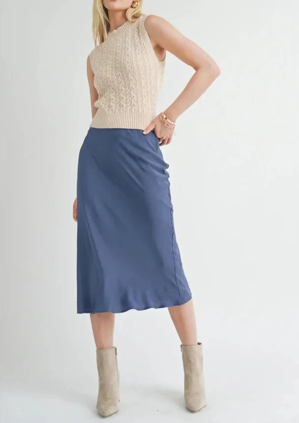 satin midi skirt