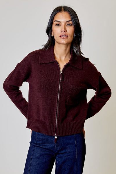 collared zip cardigan