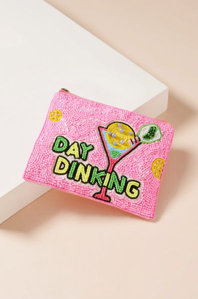 day dinking pickleball beaded pouch