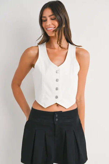 denim button vest