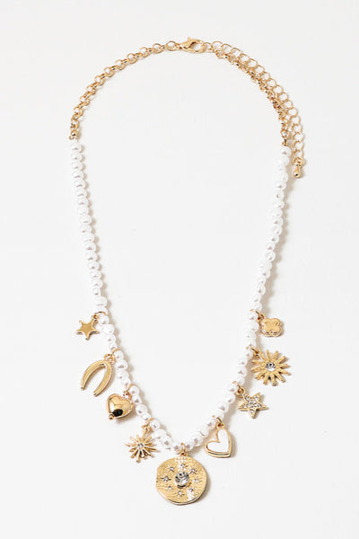 pearl + charms necklace