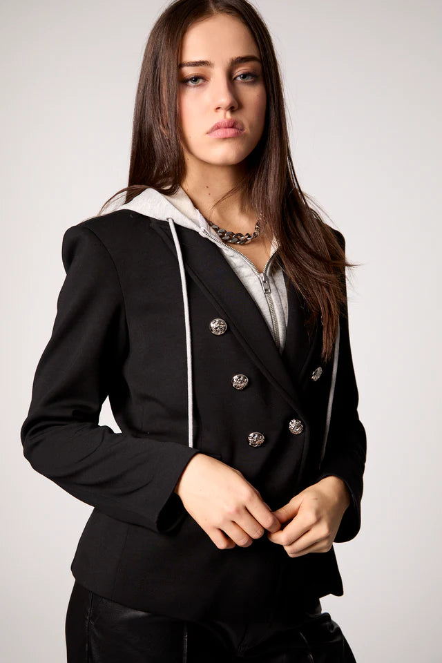 double breasted hoodie blazer