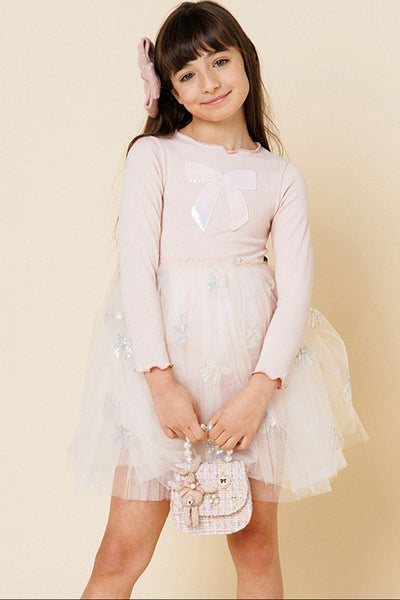 girls opal bow ribbon tutu dress