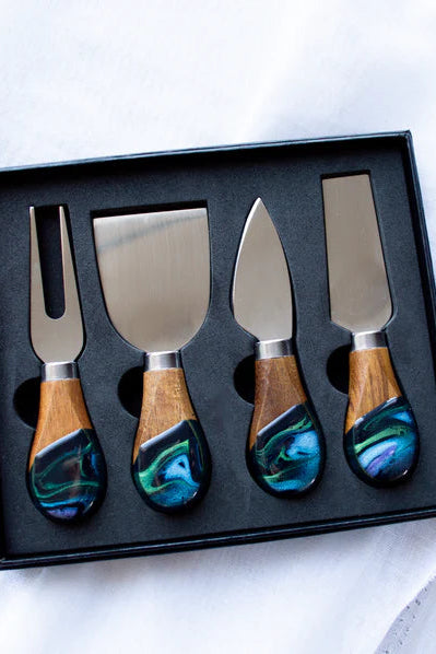 resin coated 4 cheese knife set