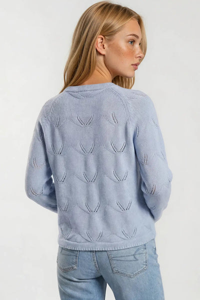 textured crew cardigan