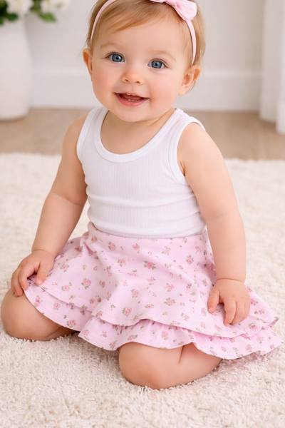 infant rib floral skort
