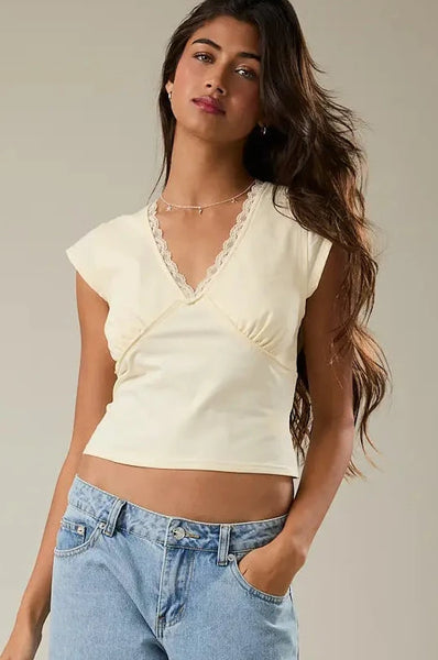 v neck smocked back top