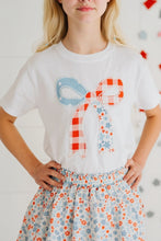 Load image into Gallery viewer, girls patchwork bow tee
