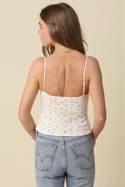 pointelle floral cami