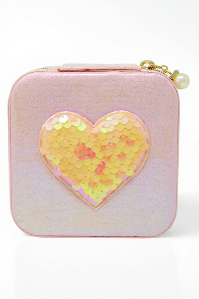girls sequin heart jewelry box