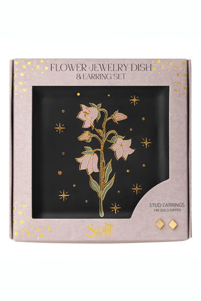 jewelry dish + earring -flower