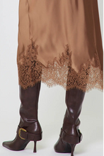 Load image into Gallery viewer, lace hem midi bias skirt
