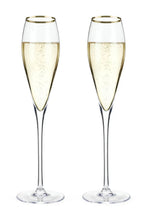 Load image into Gallery viewer, 2 gold rimmed champagne glass
