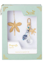 Load image into Gallery viewer, Bookmark + Keychain Set Dragonfly
