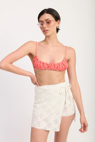 embroidered knit wrap skirt