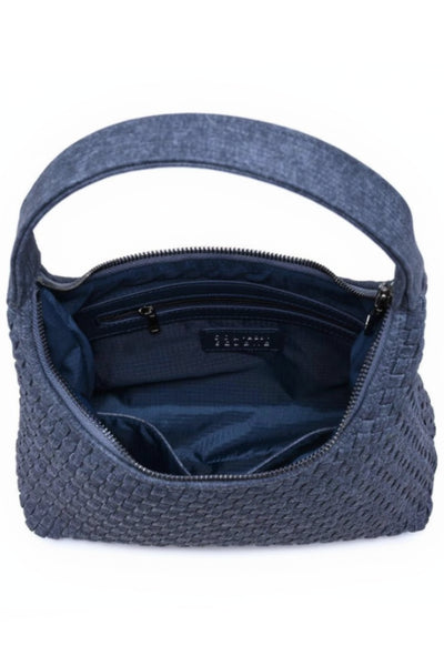 vegan leather woven shoulder bag