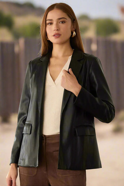 faux leather blazer