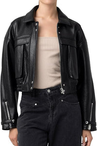faux leather bomber jacket